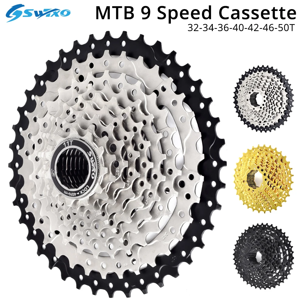 

SWTXO MTB 9Speed Cassette High Strength 11-32T 34T 36T 40T 42T 46T 50T 8s 8v Waterproof Mountain Bike Freewheel for Shimano Sram