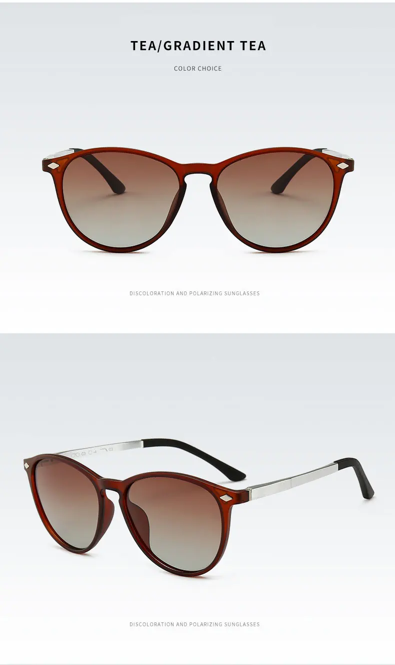 Reven Jate Men Women Classic Retro Rivet Polarized Sunglasses TR90 Legs Lighter Design Oval Frame UV400 Protection 9900
