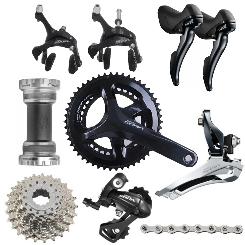shimano SORA R3000 2x9 Speed 9s Groupset road bike bicycle groupset Bicycle Parts 170mm 50-34T | Спорт и развлечения