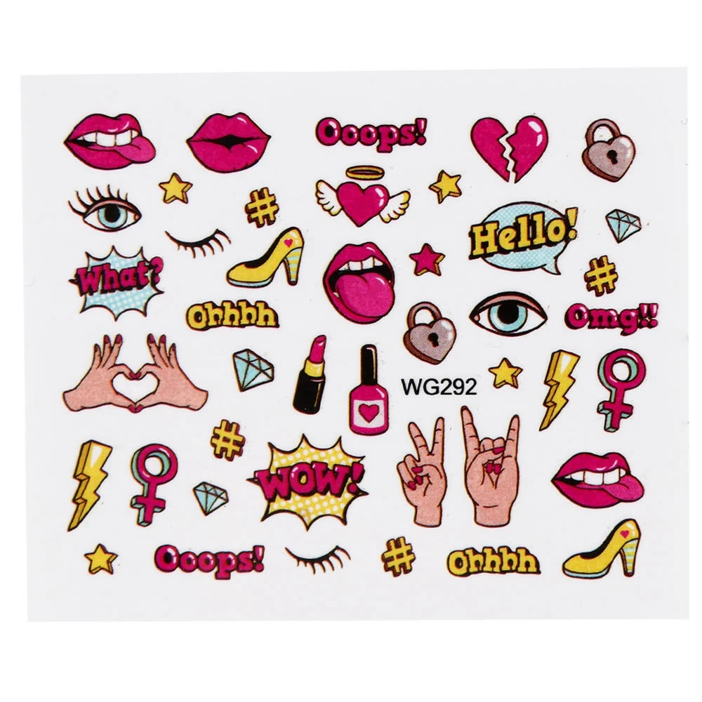 1 шт. летние наклейки для дизайна ногтей Водные Наклейки милые Мультяшные слайдер