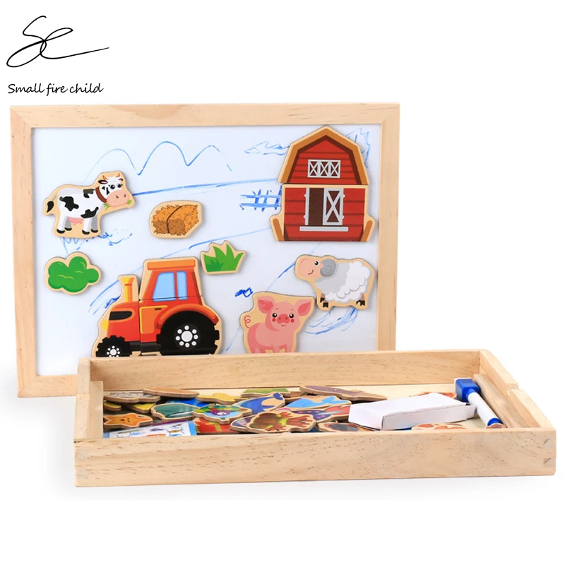 Многофункциональная деревянная доска для досок животных Магнитная головоломка