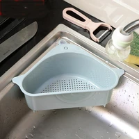 kitchen triangular sink strainer drain fruit vegetable drainer basket suction cup sponge rack storage sink filter shelf