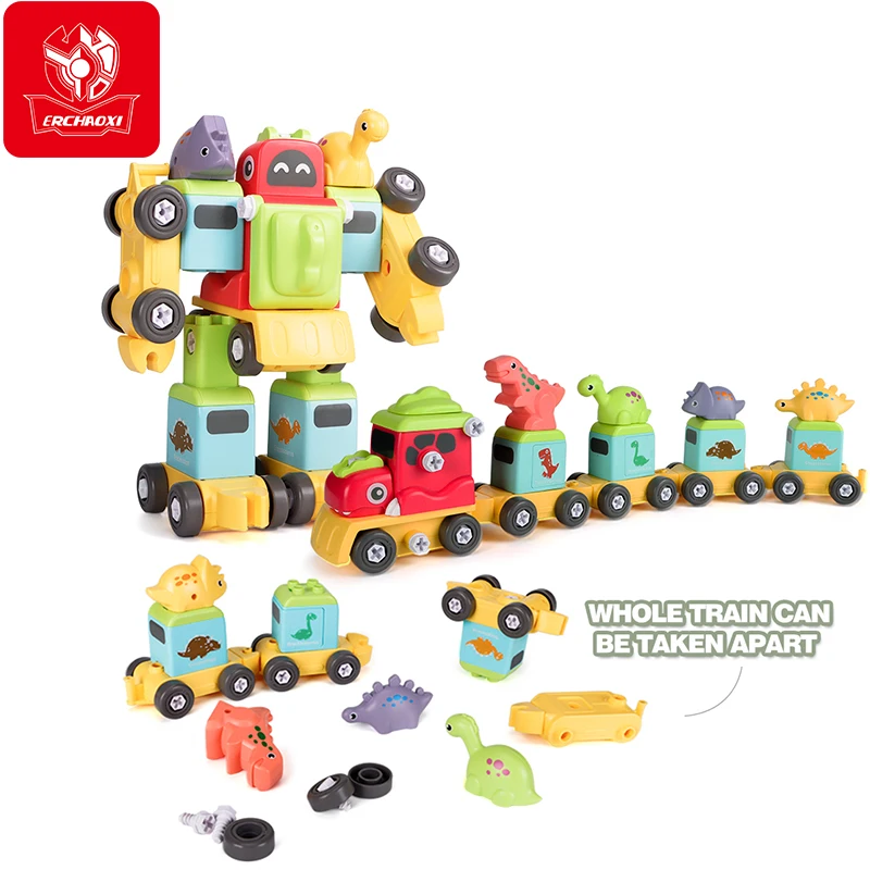 ERCHAOXI-destornillador de dinosaurio para ni&ntilde;os, juguete de coche, tren, Robot, pl&aacute;stico, desmontaje, desmontaje-3