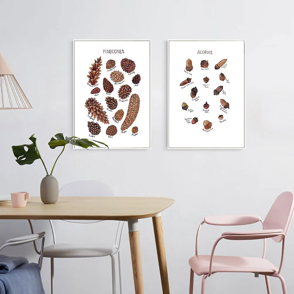 Acorns and Pinecones Холст Картина с принтом печатный плакат Настенные картины для