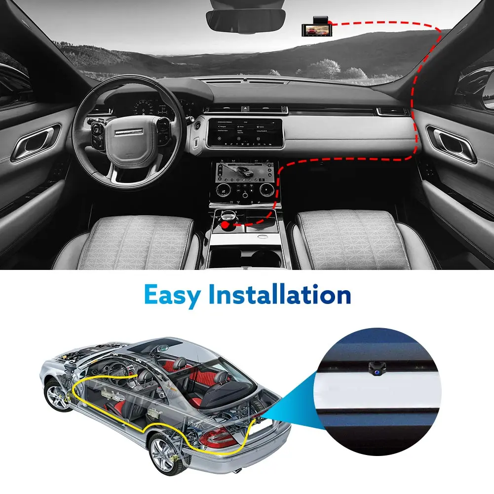 Автомобильный видеорегистратор W4K с углом обзора 150 ° 4K HD Wi Fi 1080P двойной GPS