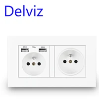 delviz french standard socket dual usb charger port for mobilerj45tv 16a wall power usb socket wall lamp switch white panel