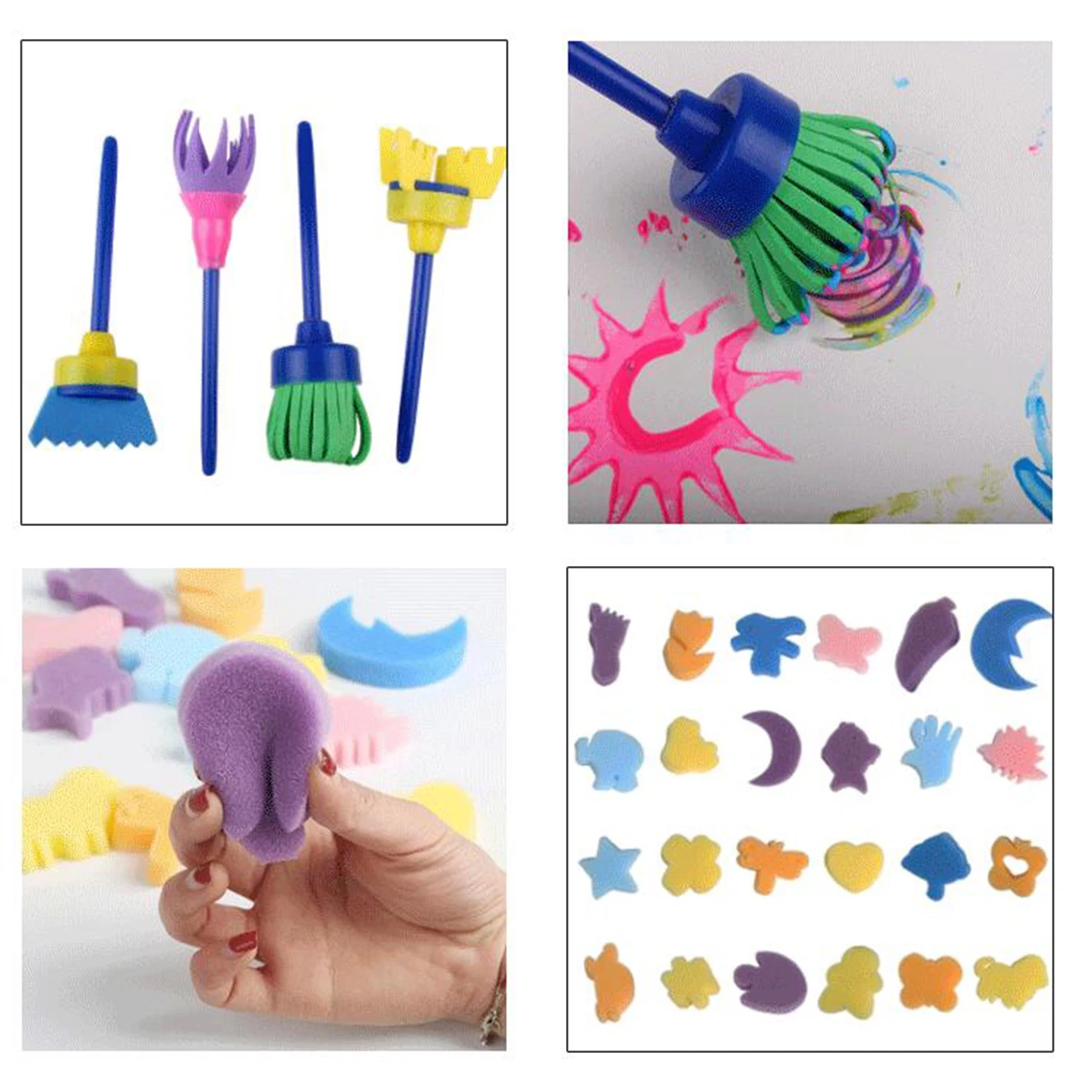

68pcs/set Kids Art Craft Sponge Painting Brushes Child Painting For Toddlers Toy DIY Graffiti Drawing Educational Toys Supplies