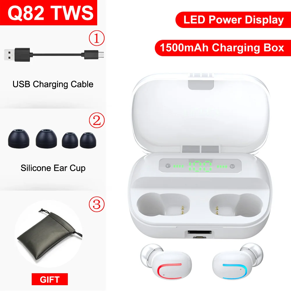 Q82 TWS Bluetooth наушники вкладыши беспроводные наушники Handsfree Bloototh гарнитура Ture беспроводные наушники для телефона Android iOS