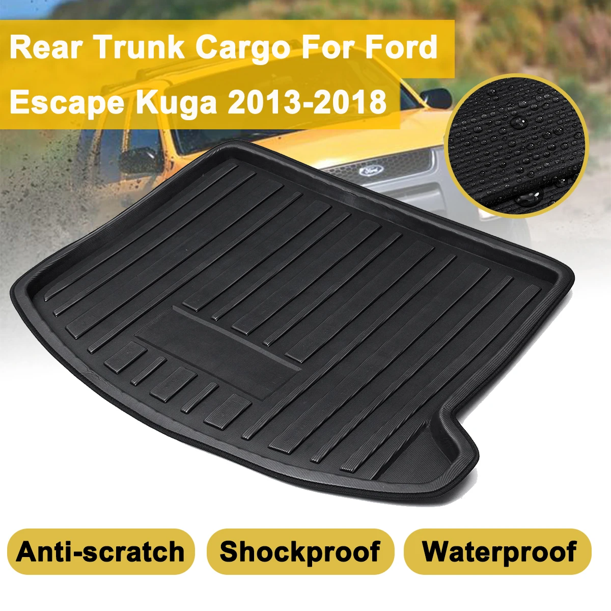 

Carpet Mud Rear Trunk Boot Mat Liner Cargo Floor Tray For Ford Escape Kuga Kick Protector Overlay 2013-2018 Shock Waterproof