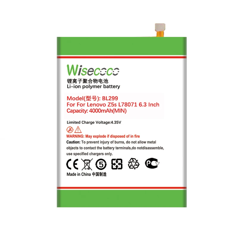 Аккумулятор WISECOCO BL299 для Lenovo Z5s L78071 6 3 дюйма в наличии высокое качество | Мобильные
