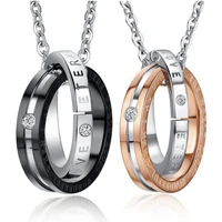 2021 new titanium steel necklace double ring buckle necklace manufacturers direct supply
