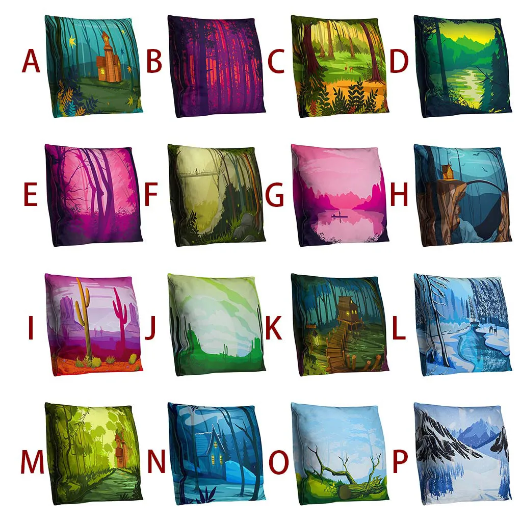 Наволочка на подушку с пейзажем полиэстер двухсторонняя наволочка для украшения