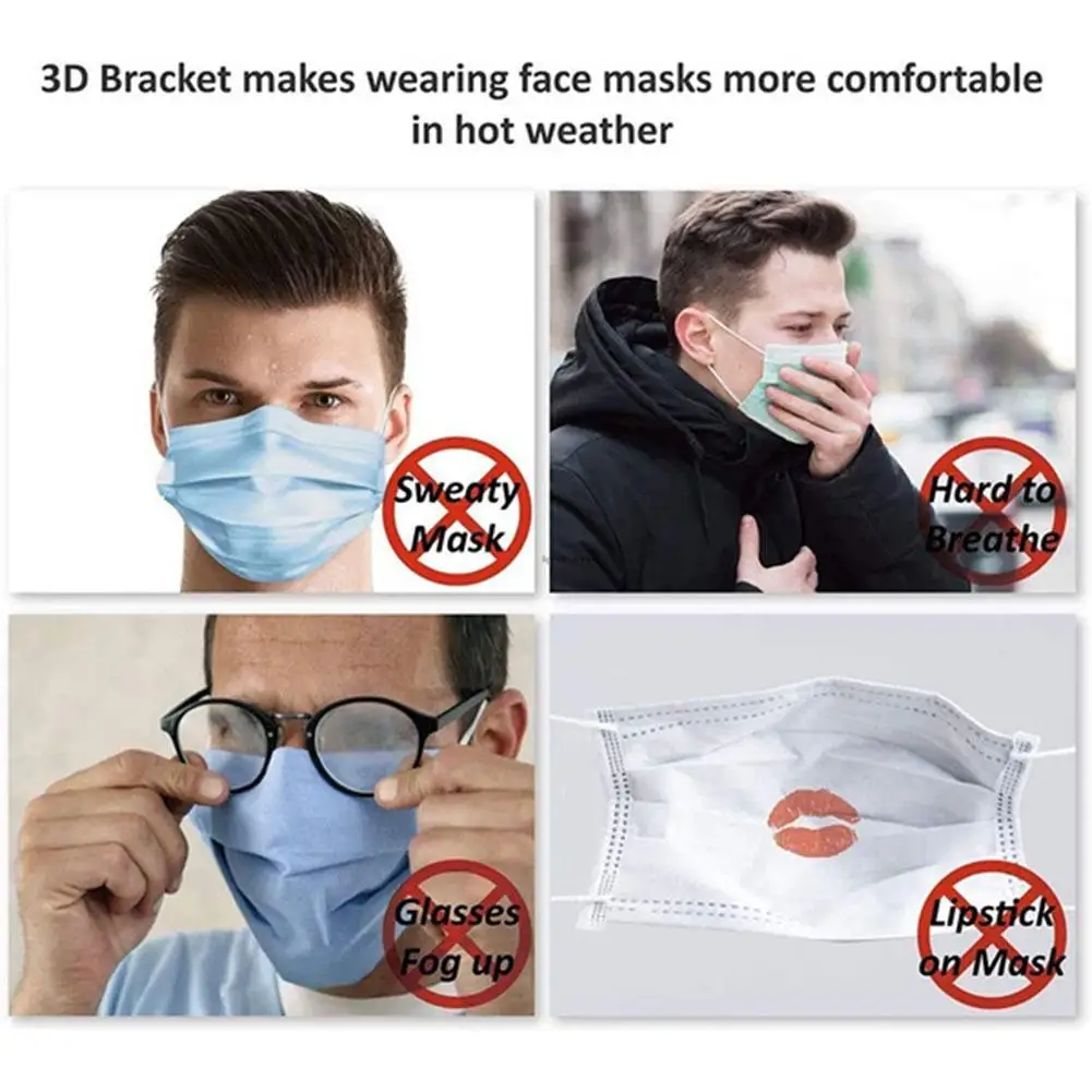 

3D Mouth Mask Holder Separate Nose Mouth Support Breathing Inner For Adults Silicone Breathable Valve Cushion Assist Bracke E8H2