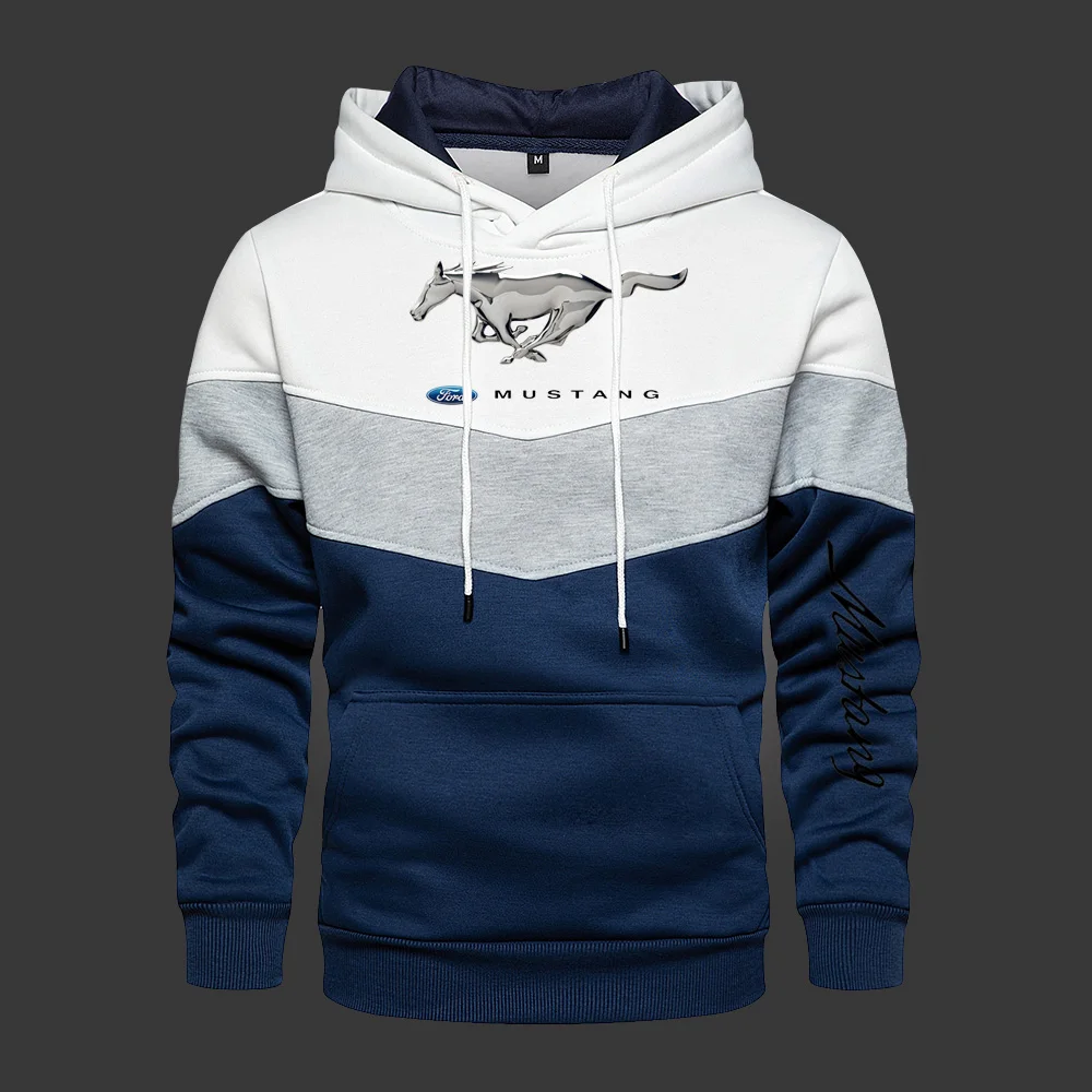 

2021 New Men's Hooded Mustang Long Sleeve Outwear Autumn Spring Casual Hoodies Fleece Warm Sportswear Thicken Sweatshirts