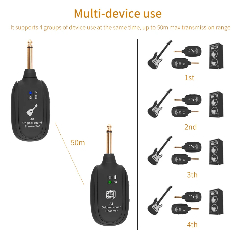 Портативная беспроводная гитарная система передатчик приемник электрическая