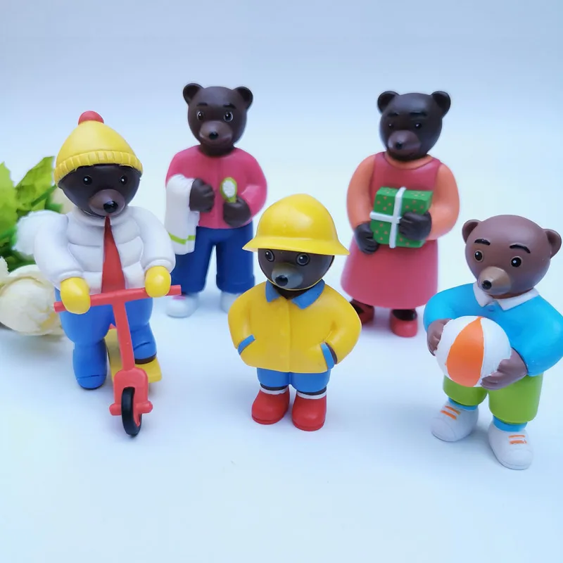 5 шт./лот милый мультяшный аниме Маленький коричневый медведь семья мама папа с