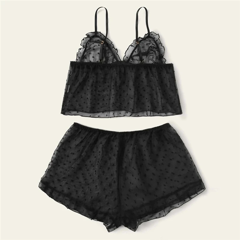 Новые однотонные просвечивающее кружево пижамы для Для женщин сексуальная