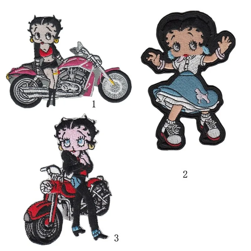 

20pcs/lot Embroidery Patch Motorcycle Beauty Girl Clothing Decoration Accessories BikerCartoon Diy Iron Heat Transfer Applique