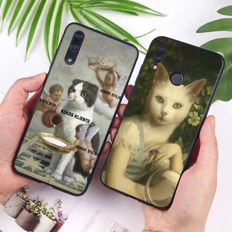 For xiaomi redmi note 7 k20 pro 5 6 4x 7a Clear Soft Silicone Phone Case Mona Lisa Pat Cat Art Aesthetics |