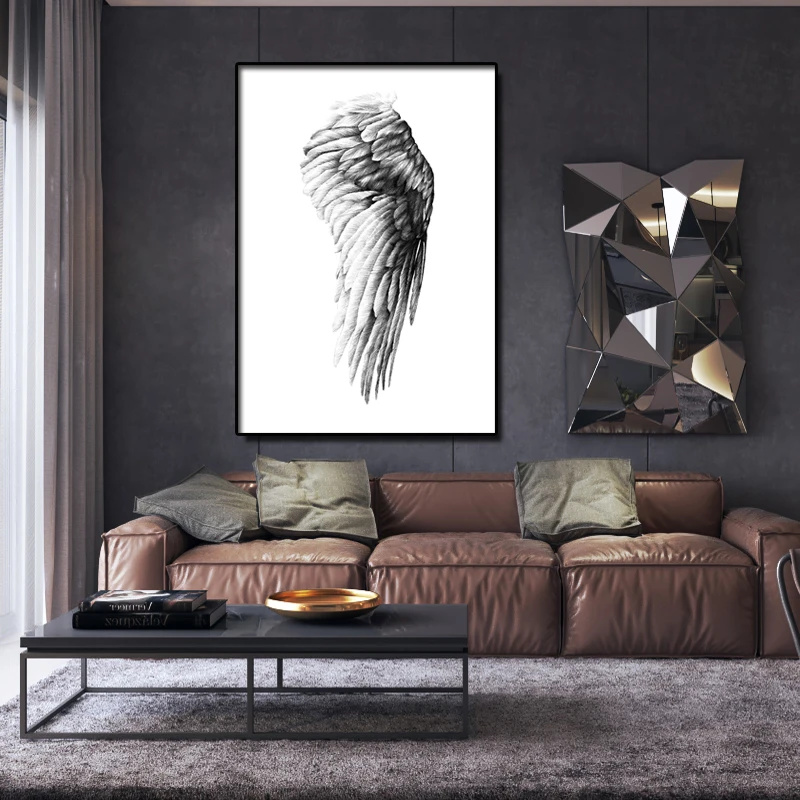 

Canvas Posters Black and white wings Hoom Decor paintings on the wall canvas wall pictures For Bedside paintings ART Cuadros