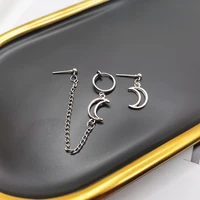 tassel earrings stainless steel hipster rock moon chain pendant ear clip guys hip hop women boys stud earring unisex