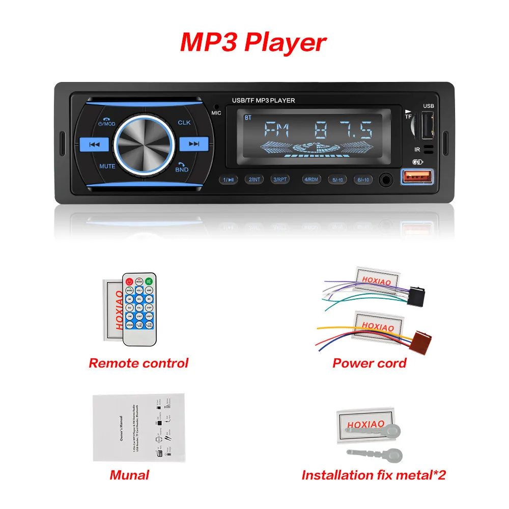 Автомобильный 1 din радиоприемник встроенный стерео плеер Bluetooth EQ FM AUX TF 2 USB