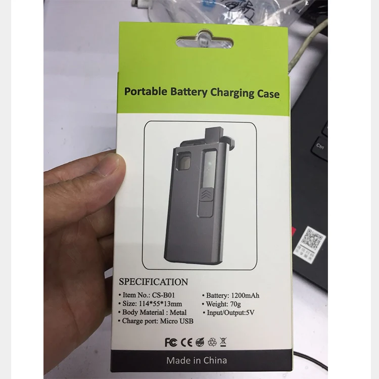 Тонкий портативный внешний аккумулятор 1200 мАч зарядное устройство для JUUL