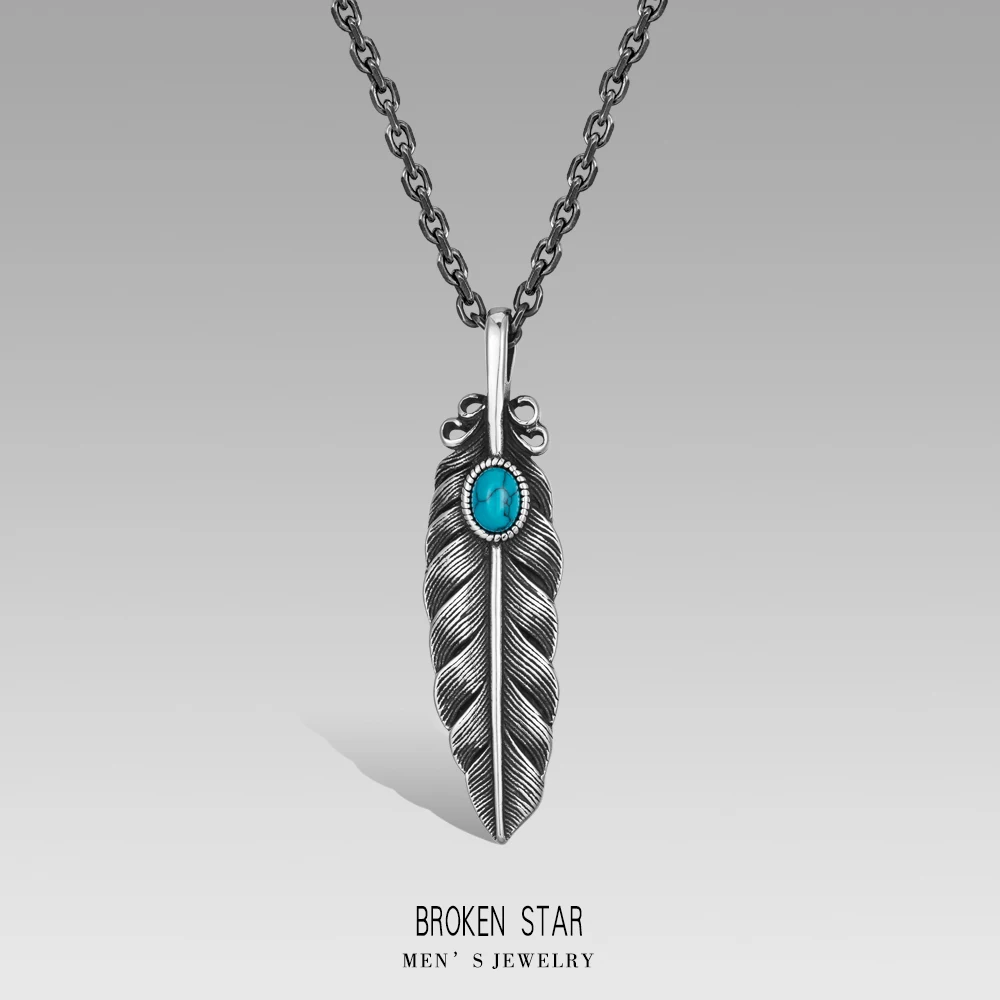 

Stainless Steel Feather Pendant With Stone For Japan Necklace Fashion Men Women Trendy Charm Jewelry For Gift Chains Drop Ship