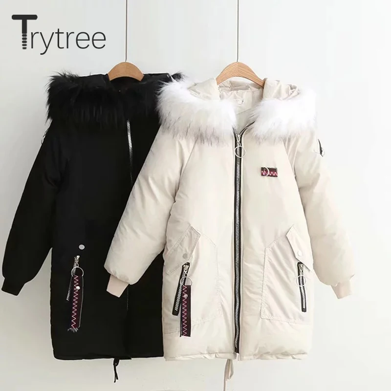 Trytree зимнее женское повседневное пальто с капюшоном на молнии карманами животный
