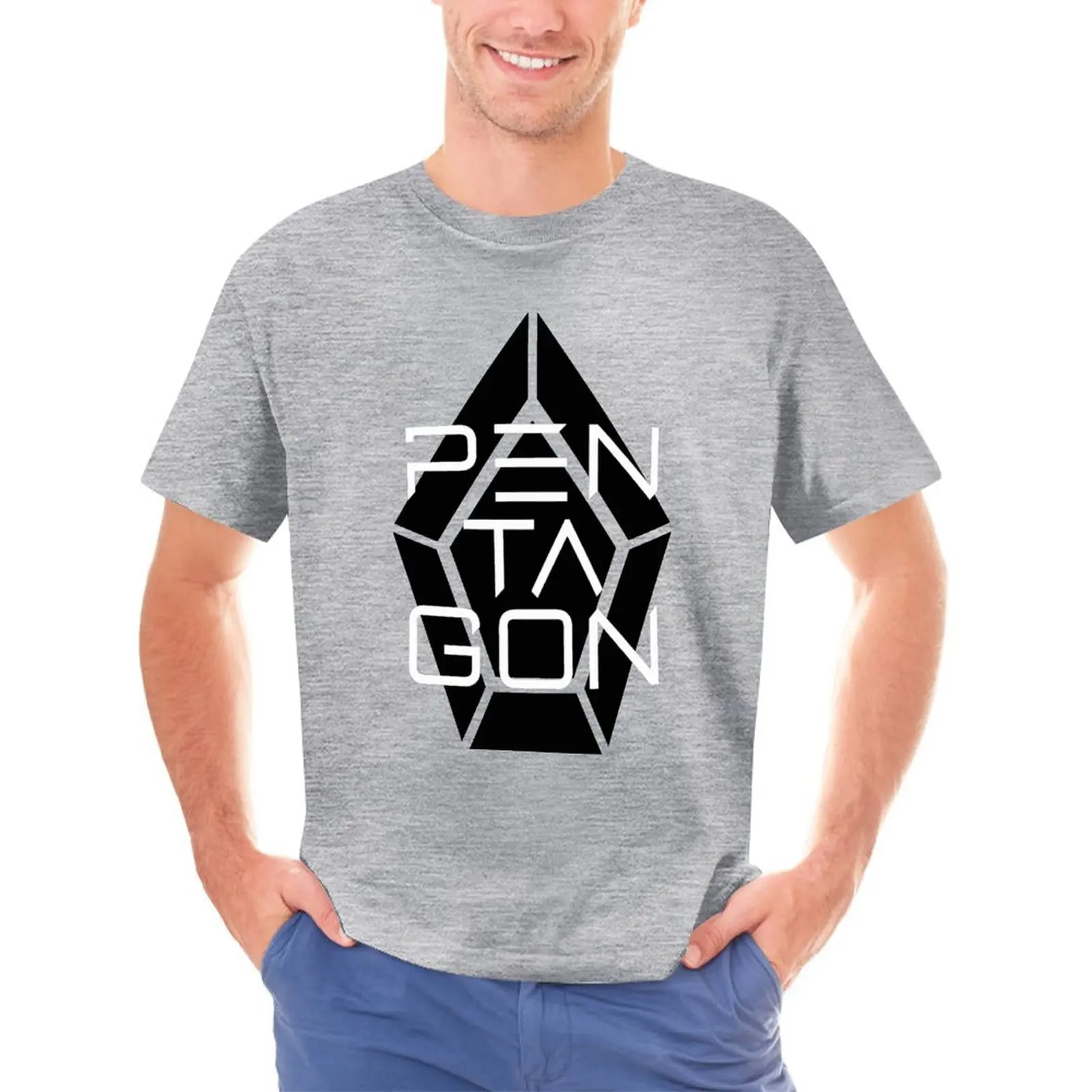 

Уличная одежда, футболка в виде Пентагона, забавная хлопковая Футболка с принтом, футболка с коротким рукавом, Мужская большая