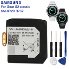 Оригинальный аккумулятор Samsung EB-BR720ABE, аккумулятор для смарт-часов Samsung Gear S2 classic SM-R720 R720 R732, 250 мАч