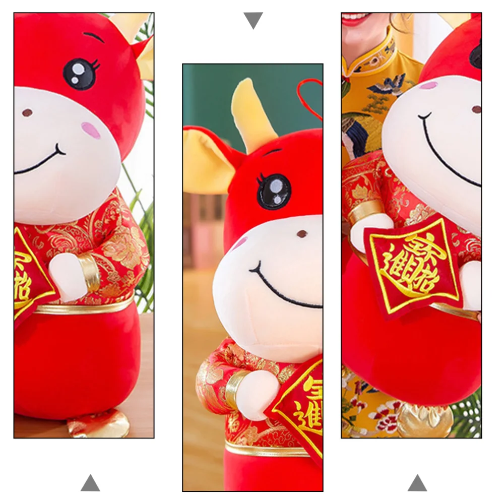 

1pc Ox Year Mascot Doll Cow Doll Plaything Festival Stuffed Zodiac Doll