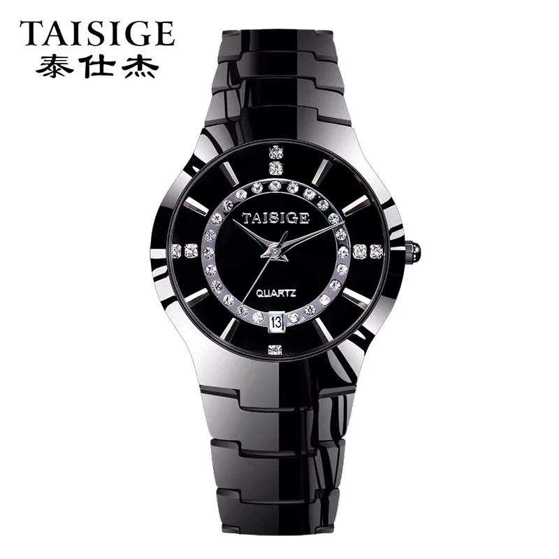 Часы наручные мужские круглые деловые кварцевые из вольфрамовой стали для