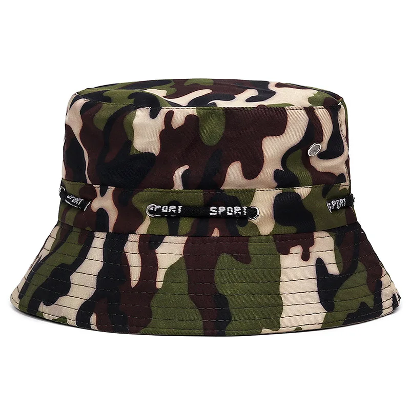 

Summer Jungle Adventure Camouflage Army Bucket Hats Shading Flat Caps Outdoor Fishing Hunting Fisherman Sunscreen Folding Cap