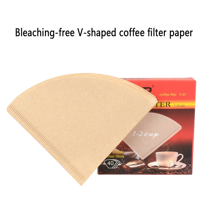 

40pcs Coffee Filters Cone Premium Unbleached Disposable Wood fiber Natural Coffee Drippers Papers V60