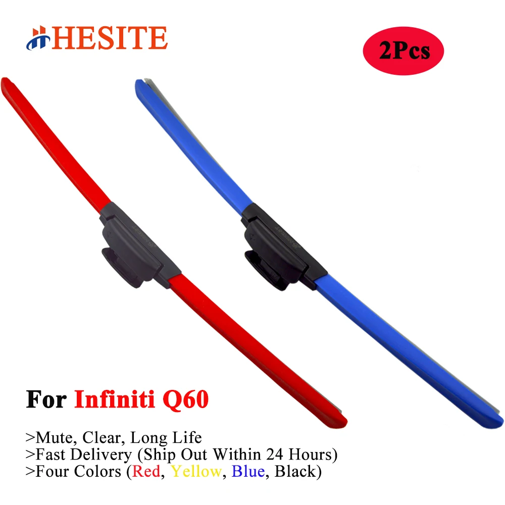 

HESITE Colored Wiper Blades For 2019 Infiniti Q60 Coupe AWD Red Sport 0-60 Convertible Accessories 2014 2015 2016 2017 2018 2021