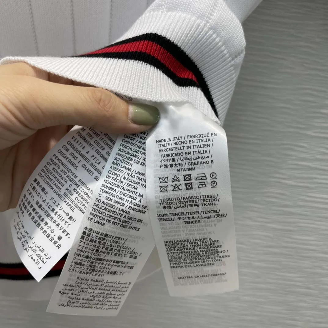 

High-end Brand White Knitted Tops for Women Summer 2020 Classic Style Contrast Lapel Short Sleeve Tops Good Quality Tencel Tops