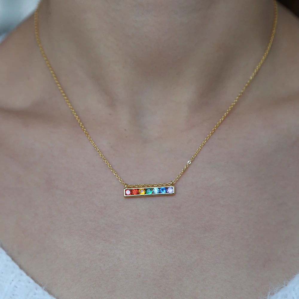 Весенние разноцветные ожерелья 2022 с фианитами Радужное ожерелье плавучая