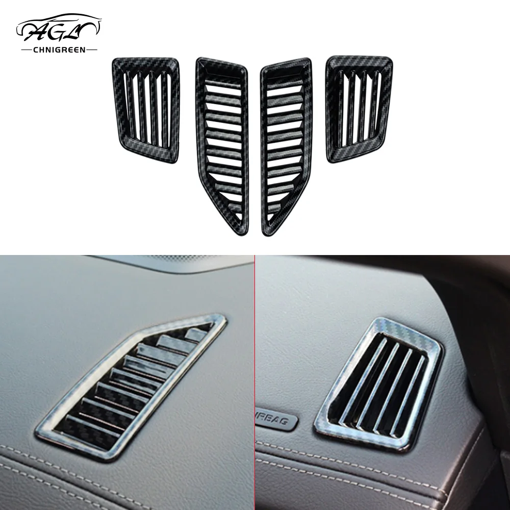 For Ford Ranger T6 T7 T8 Everest Endeavour 2015 - 2020 4pcs Carbon Fiber Color Air Conditioning Dashboard Vent Cover Accessories