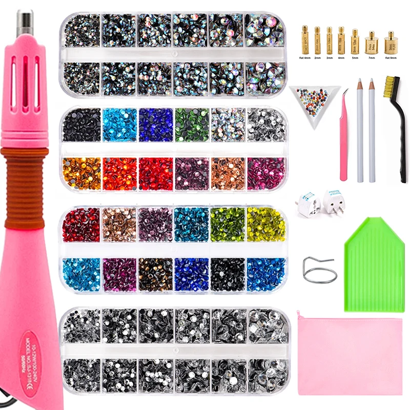 7000 шт. 3 коробки горячей фиксации стразы s набор/вилка ЕС или США аппликатор для