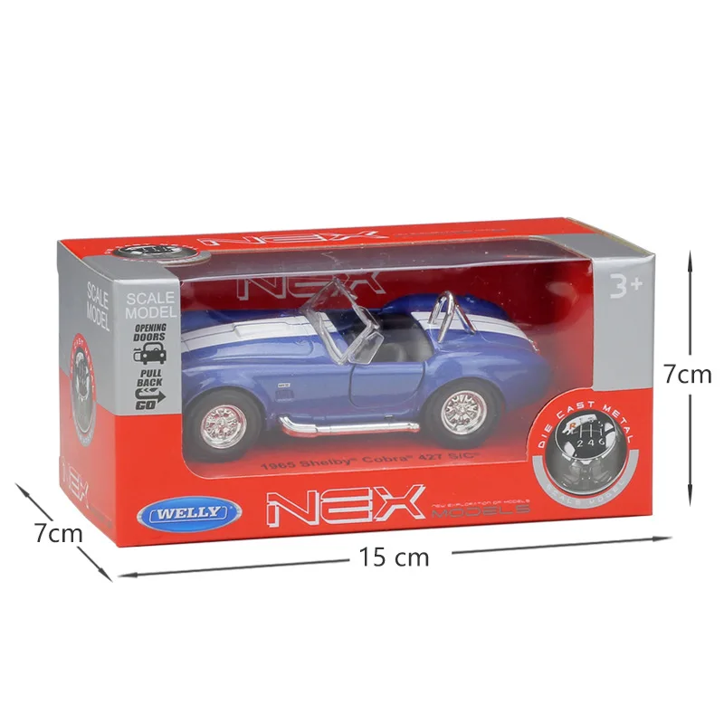 Welly 1:36 оригинальная коробка 1965 Shelby Cobra 427 S C синяя тянущаяся обратная машина литая
