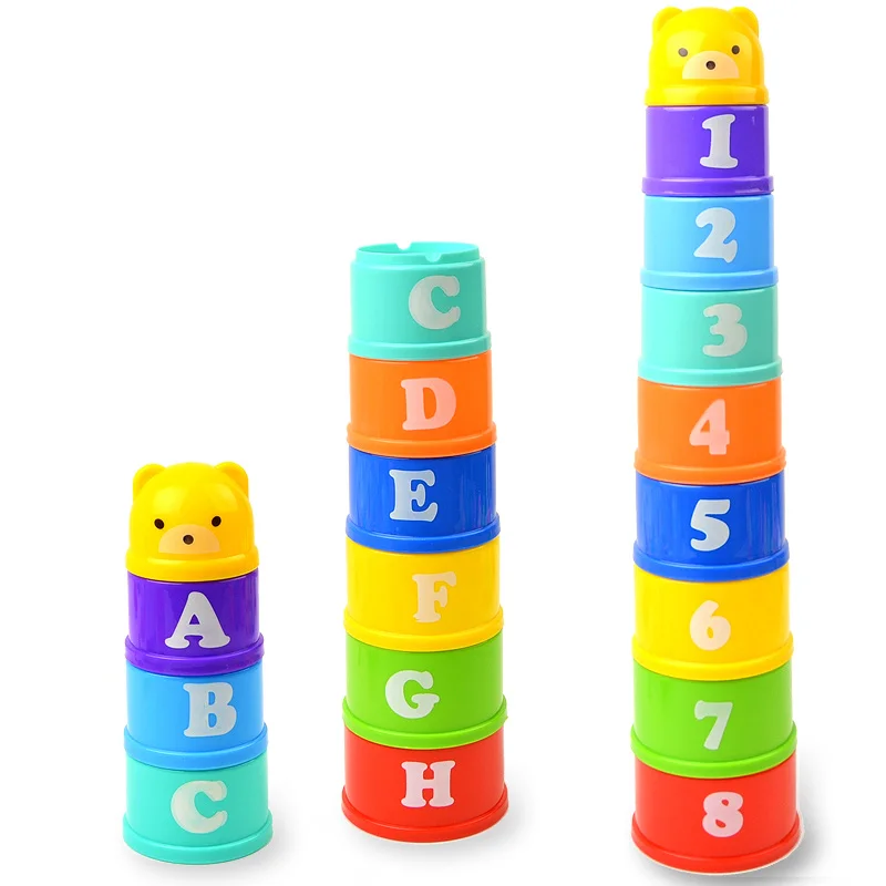 

6 Month Baby Toys Educational Figures Letters Foldind Stack Cup Tower Children Early Intelligence Alphabet Toy for Infant