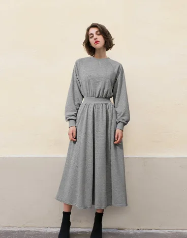 

Zoulv 2020 Large Size 5XL Women Clothes Autumn Winter Dress O-Neck Long Sleeve Female Loose Elastic Waist Long Dress Plus Size