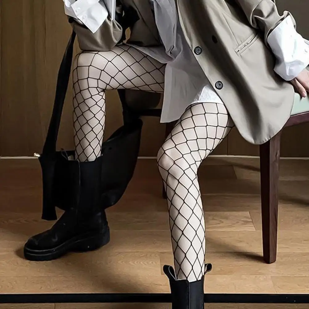 

Women's Fishnet Stockings Sexy Black Lace Mesh Holes Tights Black Retro Rose Flower Vine Fishnet Lace Trousers