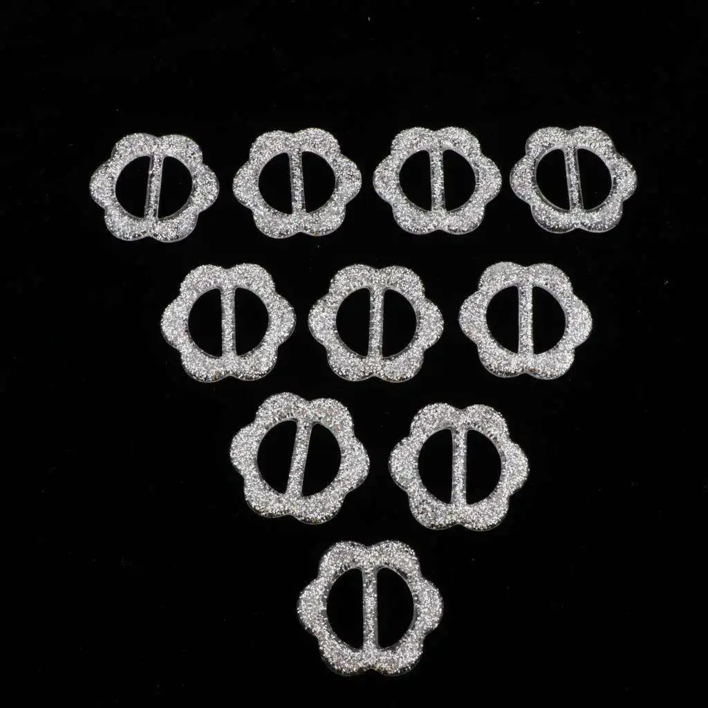 

10Pcs Glitter Waist Buckles Silder Buckles For Garment Ribbon Belt Scarf