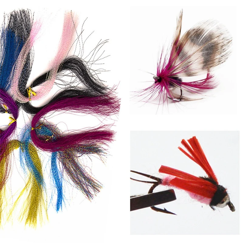 100 PC/bag Fly Fishing Line Tying Flat Holo Tinsel Flash Minnow Pike Saltwater Steelhead Streamer Material WQ | Спорт и развлечения