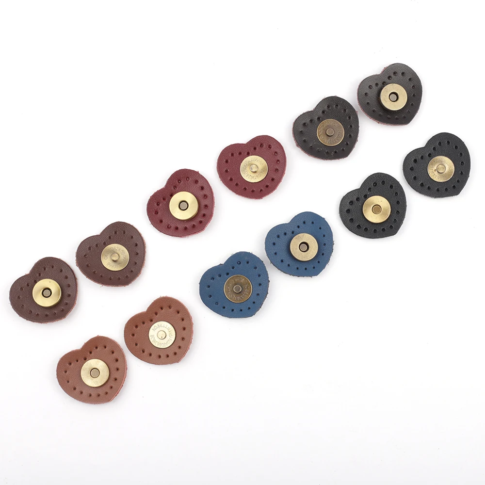 Leather Bag Buttons Heart Patter Bag Wallet Magnetic Buckle Bag Snap Buttons for Handbag Purse Wallet Bag Parts Accessories