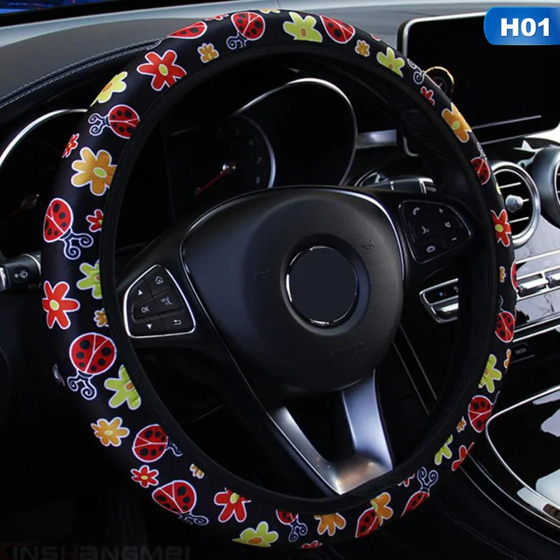 Автомобильные чехлы на руль, покрытие на руль автомобиля, блестящая Снежинка, автомобильные аксессуары, универсальный диаметр 38 см