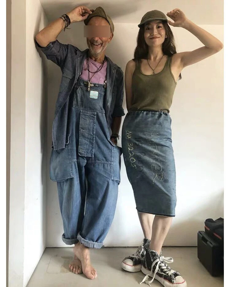 Комбинезон мужской джинсовый в потертом стиле рабочие брюки карго простые