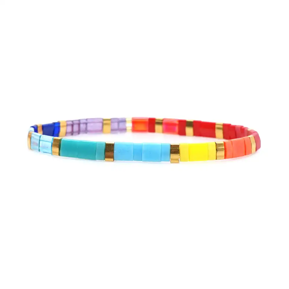 Фото Go2boho Boho Miyuki Tila браслеты с бусинами Женский Летний Пляжный Радужный Браслет ювелирное изделие подарок для девочки бисерные браслеты аксессу... №5